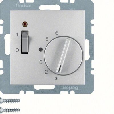 Berker 20301404 Thermostat - Plaque Murale, Contrôle de Température, Finition Aluminium Berker 20301404 Thermostat - Plaque Murale, Contrôle de Température, Finition Aluminium