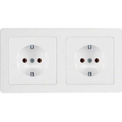 Berker 47206089 Weiß 2-fach SCHUKO-Steckdose - Steckdose Berker 47206089 Weiß 2-fach SCHUKO-Steckdose - Steckdose