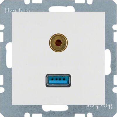 Berker 3315391909 Wandplatte - USB/3,5mm Audio - IP20 Berker 3315391909 Wandplatte - USB/3,5mm Audio - IP20