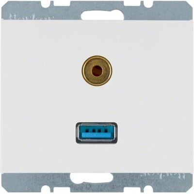 BERKER 3315397009 Steckdose USB/3,5mm Audio polarweiß glänzend BERKER 3315397009 Steckdose USB/3,5mm Audio polarweiß glänzend