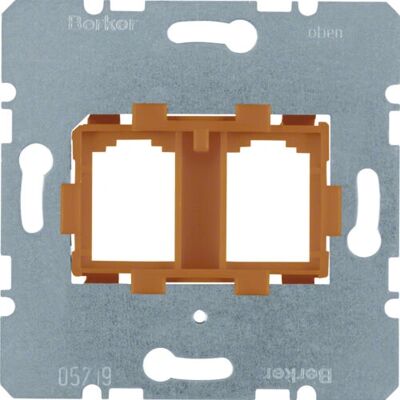 Hager 454109 - Wandplatte mit 2 orangefarbenen Steckdosen Hager 454109 - Wandplatte mit 2 orangefarbenen Steckdosen