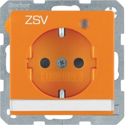 Berker 41106014 Orange Steckdose Typ F - Schuko mit Kontroll-LED und Beschriftung Berker 41106014 Orange Steckdose Typ F - Schuko mit Kontroll-LED und Beschriftung