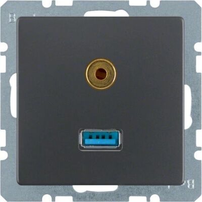 Berker 3315396086 Prise USB/3,5mm Anthracite - Prise avec USB et Audio - Publicité Berker 3315396086 Prise USB/3,5mm Anthracite - Prise avec USB et Audio - Publicité