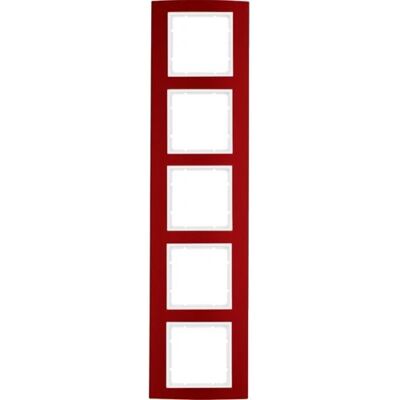 Berker 10153022 Wandplatte - 5 Schalter - Aluminium, Rot, Matt - Rahmen Berker 10153022 Wandplatte - 5 Schalter - Aluminium, Rot, Matt - Rahmen
