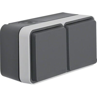 Berker 47843515 Grey Dual Socket - Electrical Outlet Berker 47843515 Grey Dual Socket - Electrical Outlet