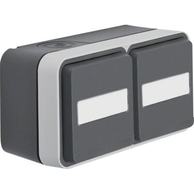 Berker 47753535 Enchufe doble IP55 gris con tapa - Tipo F Berker 47753535 Enchufe doble IP55 gris con tapa - Tipo F
