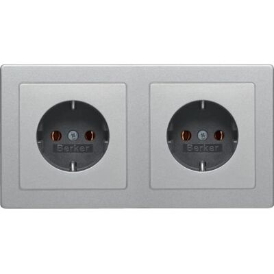 Berker 47206084 Aluminium 2-fach SCHUKO Steckdose Berker 47206084 Aluminium 2-fach SCHUKO Steckdose