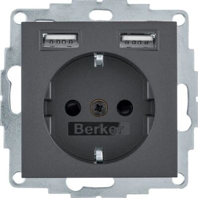 Berker Modelo 48031606 - Enchufe Schuko USB - Antracita Berker Modelo 48031606 - Enchufe Schuko USB - Antracita