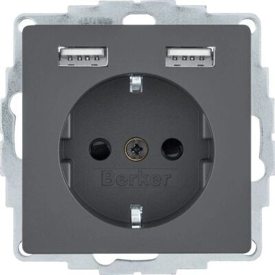 Berker 48036086 Prise Schuko USB Anthracite - Publicité Berker 48036086 Prise Schuko USB Anthracite - Publicité
