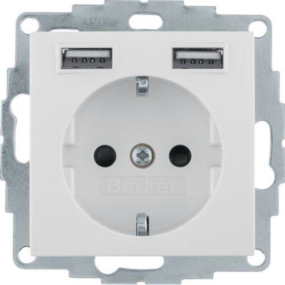 Berker 48038982 Enchufe SCHUKO/USB, Blanco Berker 48038982 Enchufe SCHUKO/USB, Blanco