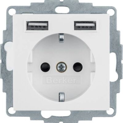 Berker 48038989 Gniazdo USB - Biały Berker 48038989 Gniazdo USB - Biały