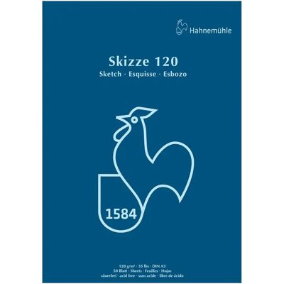 Hahnemühle Skizzenpapierblock 120g/m² A3 Kleben, 50 Blatt - Skizzenpapier Hahnemühle Skizzenpapierblock 120g/m² A3 Kleben, 50 Blatt - Skizzenpapier