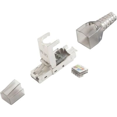 Connecteur RJ45 BKL Electronic - Sans outil, STP, CAT 6A - Argent - Publicité Connecteur RJ45 BKL Electronic - Sans outil, STP, CAT 6A - Argent - Publicité