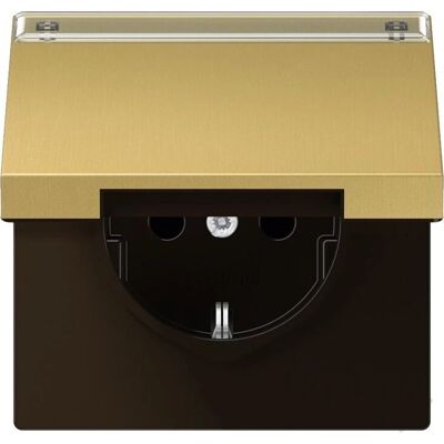 Jung Messing Classic 16A 250V Schuko Steckdose mit Abdeckung & Zentralplatte Jung Messing Classic 16A 250V Schuko Steckdose mit Abdeckung & Zentralplatte