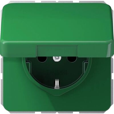 Jung BFKIKL GN - Prise Schuko 16A 250V avec Couvercle - Prise électrique - Publicité Jung BFKIKL GN - Prise Schuko 16A 250V avec Couvercle - Prise électrique - Publicité