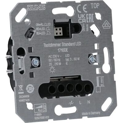 Dimmer LED Jung 1710 DE - Corte de fase, Memoria de luz, Plata Dimmer LED Jung 1710 DE - Corte de fase, Memoria de luz, Plata