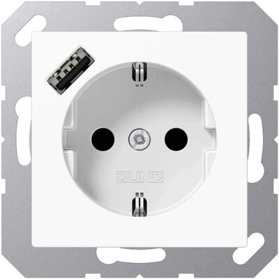 Jung A1520-18AWW - Schuko-Steckdose mit USB, alpinweiß, Safety Plus Jung A1520-18AWW - Schuko-Steckdose mit USB, alpinweiß, Safety Plus