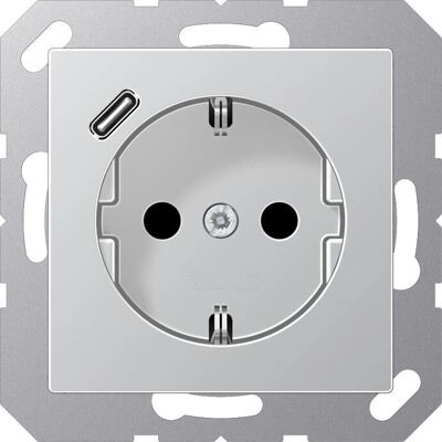 JUNG A1520-18CAL Aluminium USB Typ C Schuko Steckdose JUNG A1520-18CAL Aluminium USB Typ C Schuko Steckdose