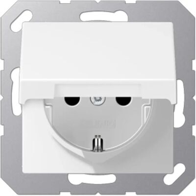 JUNG A1520BFKIKLWWM - Weiße Schuko-Steckdose mit Klappdeckel - Elektroanschluss JUNG A1520BFKIKLWWM - Weiße Schuko-Steckdose mit Klappdeckel - Elektroanschluss