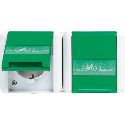 JUNG JG 8220 GN NAWEB - Doppelsteckdose für Fahrrad JUNG JG 8220 GN NAWEB - Doppelsteckdose für Fahrrad