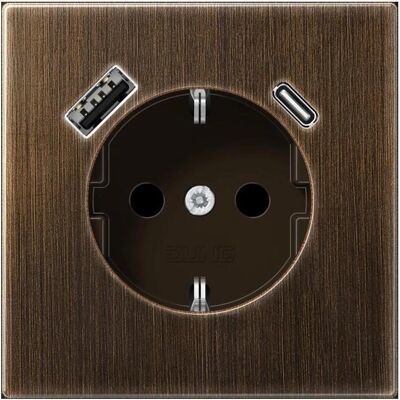 Jung - Elektrische Steckdose mit USB A+C - Antik Messing - Steckdose mit USB Jung - Elektrische Steckdose mit USB A+C - Antik Messing - Steckdose mit USB