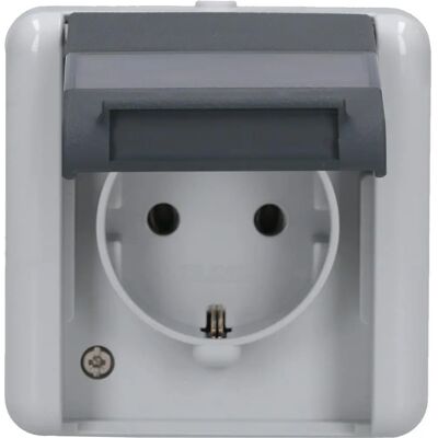 Jung 820NAW Electrical Outlet - 2 Active Contacts, IP44, Surface Mount Jung 820NAW Electrical Outlet - 2 Active Contacts, IP44, Surface Mount