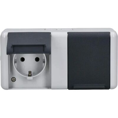 Jung 8220-1 W Grau IP44 2-fach Steckdose - Produkttyp Jung 8220-1 W Grau IP44 2-fach Steckdose - Produkttyp