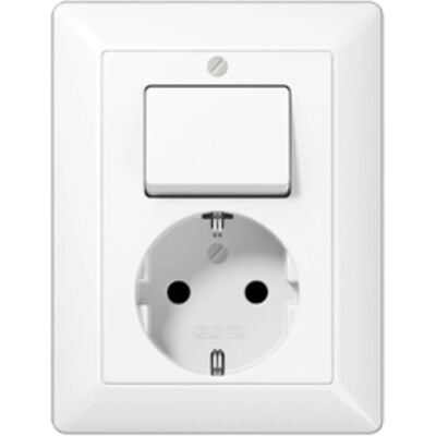Jung AS 5576 U WW - Enchufe CEE 7/3 con interruptor - Toma eléctrica Jung AS 5576 U WW - Enchufe CEE 7/3 con interruptor - Toma eléctrica