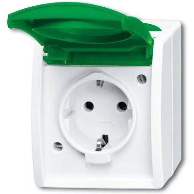 Busch-Jaeger Modèle 20 EWN-13-54 Prise de type F verte - socket-outlet - Publicité Busch-Jaeger Modèle 20 EWN-13-54 Prise de type F verte - socket-outlet - Publicité