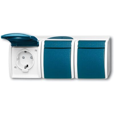 Busch-Jaeger 2300/3 EBW-53 toma de corriente - Seguridad infantil, IP44, Montaje en superficie Busch-Jaeger 2300/3 EBW-53 toma de corriente - Seguridad infantil, IP44, Montaje en superficie
