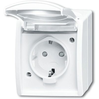 Busch-Jaeger 20 EBW-54 Steckdose - IP44 SCHUKO mit Abdeckung Busch-Jaeger 20 EBW-54 Steckdose - IP44 SCHUKO mit Abdeckung