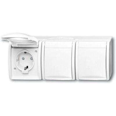 Busch-Jaeger 2300/3 EBW-54 Enchufe - IP44, Blanco, 3 Módulos Busch-Jaeger 2300/3 EBW-54 Enchufe - IP44, Blanco, 3 Módulos