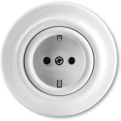 Busch-Jaeger Modèle 20 EUJ-64 Prise SCHUKO en Porcelaine - Prise de courant Busch-Jaeger Modèle 20 EUJ-64 Prise SCHUKO en Porcelaine - Prise de courant