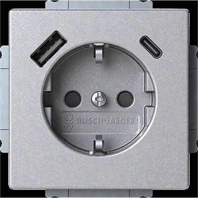Busch-Jaeger Edelstahl USB-Schuko Steckdose Busch-Jaeger Edelstahl USB-Schuko Steckdose
