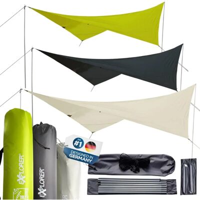 EXPLORER Rechteckiges Sonnensegel 3x4m UV Wasserabweisend mit Stangen EXPLORER Rechteckiges Sonnensegel 3x4m UV Wasserabweisend mit Stangen