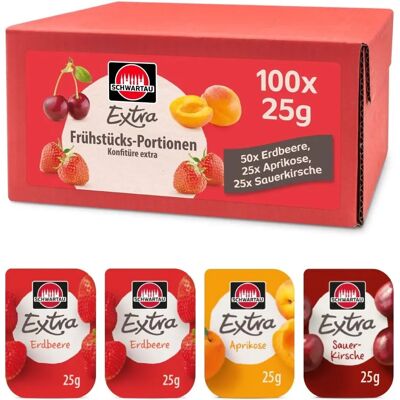 Schwartau Extra Mix Erdbeere, Aprikose, Sauerkirsche Konfitüre - Marmelade Schwartau Extra Mix Erdbeere, Aprikose, Sauerkirsche Konfitüre - Marmelade