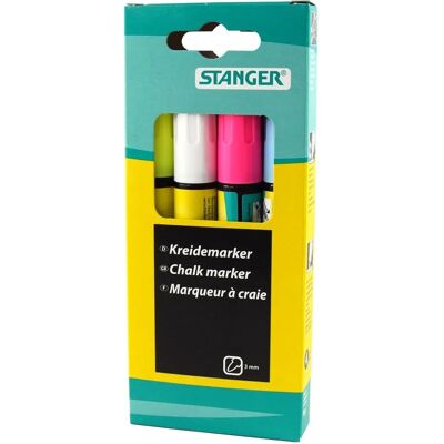 Ensemble de Marqueurs à Craie Stanger - 4 Couleurs, 2-6mm, Intérieur/Extérieur Ensemble de Marqueurs à Craie Stanger - 4 Couleurs, 2-6mm, Intérieur/Extérieur