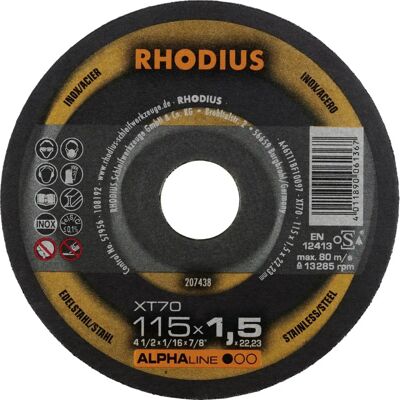 Rhodius ALPHAline XT70 Trennscheibe - 115 x 1,5 x 22,23 mm - Edelstahl Rhodius ALPHAline XT70 Trennscheibe - 115 x 1,5 x 22,23 mm - Edelstahl