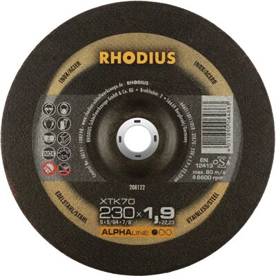 Rhodius ALPHAline XTK70 - Disque à tronçonner extra fin - 230x22,23x1,9mm - Inox Rhodius ALPHAline XTK70 - Disque à tronçonner extra fin - 230x22,23x1,9mm - Inox