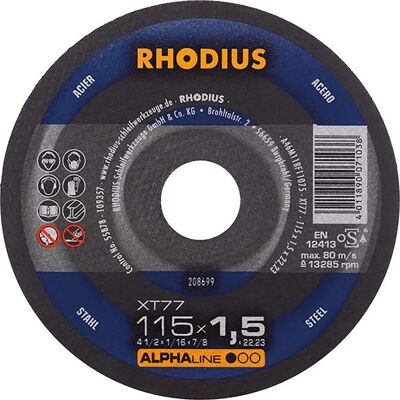 Disque de coupe Rhodius ALPHAline XT77 - 115x1.5x22.23mm Disque de coupe Rhodius ALPHAline XT77 - 115x1.5x22.23mm