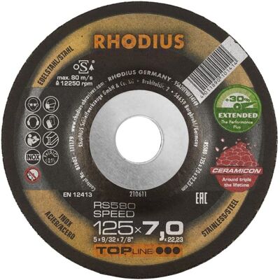 Disco de desbaste Rhodius RS580 Speed - Acero inoxidable 125mm Disco de desbaste Rhodius RS580 Speed - Acero inoxidable 125mm