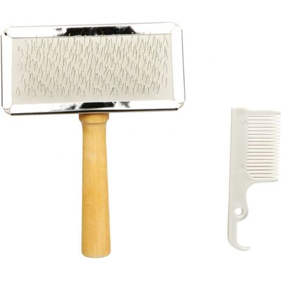 Trixie Silver White Wood Dog Cat Brush - Soft 9x13cm Trixie Silver White Wood Dog Cat Brush - Soft 9x13cm