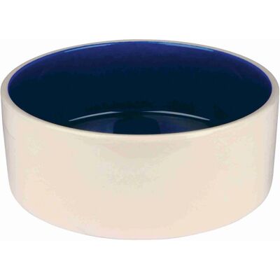 Trixie Ceramic Dog Bowl - Cream/Blue - 2.3 L - Pet Feeding Dish Trixie Ceramic Dog Bowl - Cream/Blue - 2.3 L - Pet Feeding Dish