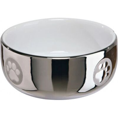 Trixie Ciotola Ceramica per Gatti - 0,3L / Ø11cm, Argento-Bianco Trixie Ciotola Ceramica per Gatti - 0,3L / Ø11cm, Argento-Bianco