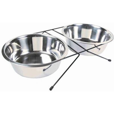 TRIXIE Dog Stainless Steel Feeder & Waterer - Dog Type: Pet Feeding Dish - Stainless Steel TRIXIE Dog Stainless Steel Feeder & Waterer - Dog Type: Pet Feeding Dish - Stainless Steel
