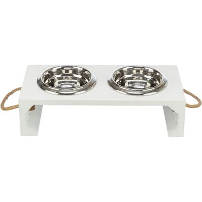 Trixie Be Nordic - Set Futter- und Wasserbehälter - Holz/Edelstahl - Weiß - 2x900 ml Trixie Be Nordic - Set Futter- und Wasserbehälter - Holz/Edelstahl - Weiß - 2x900 ml