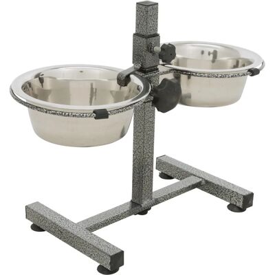 Trixie Dog/Cat Bowl - Adjustable Stainless Steel Double Feeder Trixie Dog/Cat Bowl - Adjustable Stainless Steel Double Feeder