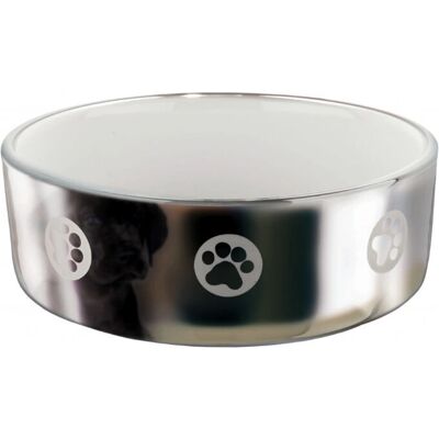 Trixie Hundkeramikkopp - Silver/White Pote Avtryck - 1,5 L Trixie Hundkeramikkopp - Silver/White Pote Avtryck - 1,5 L