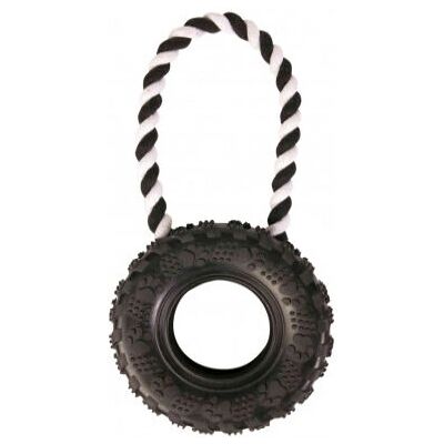 Trixie Natural Rubber Tire on a Rope Dog Toy - 15 x 31cm Trixie Natural Rubber Tire on a Rope Dog Toy - 15 x 31cm