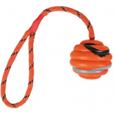 Balle ondulée Trixie avec corde - Jouet pour chien Balle ondulée Trixie avec corde - Jouet pour chien